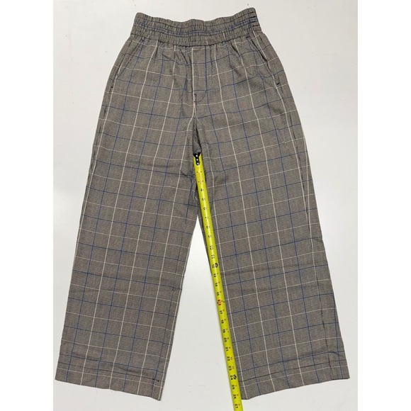 Madewell Pants - Madewell Glen Plaid Pull On Straight Leg Pants Brown Blue Small Elastic Waist